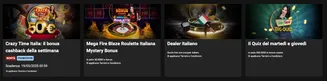 Promozioni settimanali di BWIN: bonus cashback su Crazy Time Italia, Mystery Bonus su Mega Fire Blaze Roulette, giochi con dealer italiani e quiz del martedì e giovedì